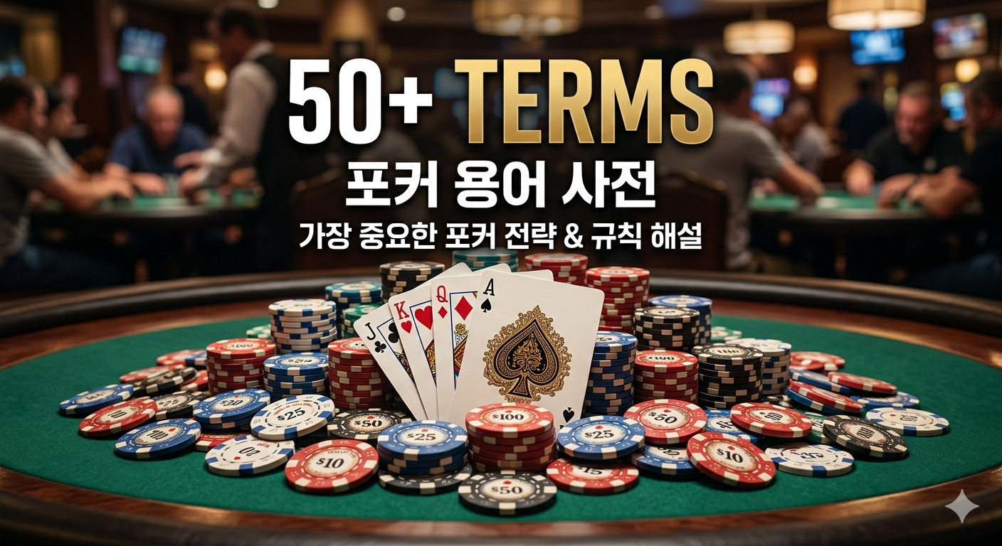 홀덤 핵심 용어 50개를 한 페이지에 정리한 용어 사전