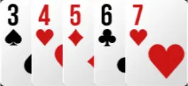 스트레이트 예시 — 4, 5, 6, 7, 8 연속된 다섯 장